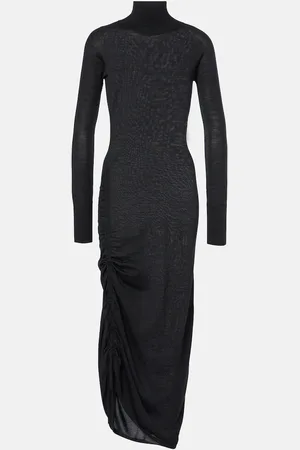 Alaïa AlaÃ¯a Draped wool turtleneck dress
