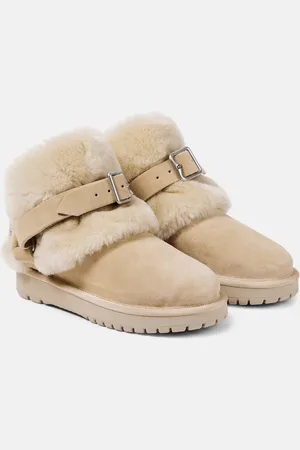 Burberry Shearling-trimmed suede ankle boots