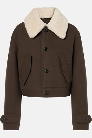 Ami Shearling-trimmed virgin wool jacket