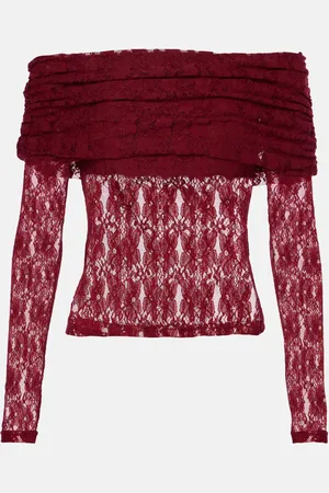 ROTATE Ruched floral lace top