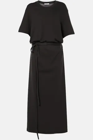 LEMAIRE Belted cotton jersey midi dress