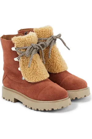 PèPè PÃ¨PÃ¨ Faux shearling-trimmed suede boots