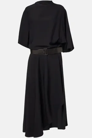 Alaïa AlaÃ¯a Belted leather-trimmed midi dress