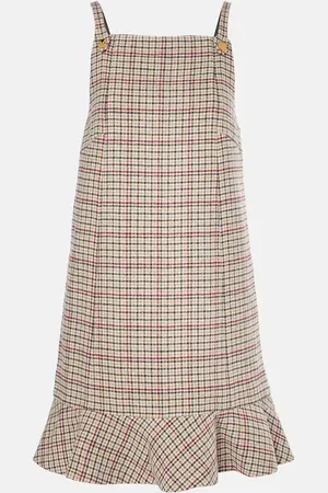 Ganni Checked wool-blend minidress