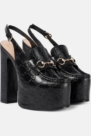 Gucci Horsebit GG debossed leather loafer pumps