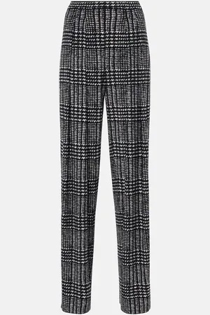 Norma Kamali Pleated plaid wide-leg pants