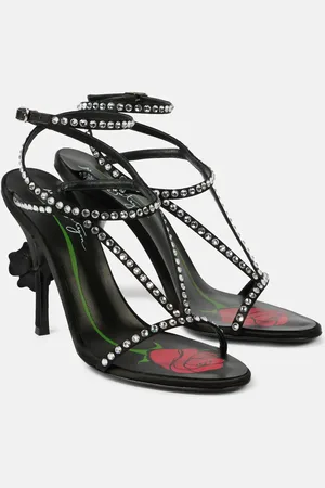 MAGDA BUTRYM Crystal-embellished satin sandals