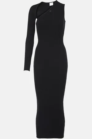Courrèges CourrÃ¨ges Asymmetric ribbed-knit midi dress