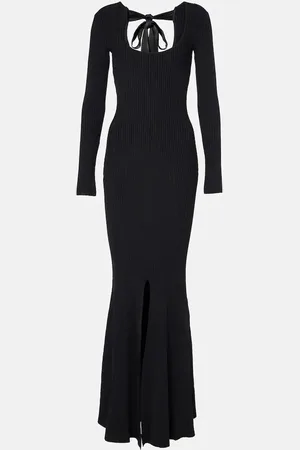 DAVID KOMA Ribbed-knit open-back jersey gown
