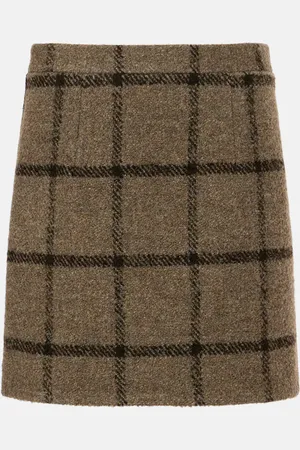 Patou Checked wool-blend tweed miniskirt