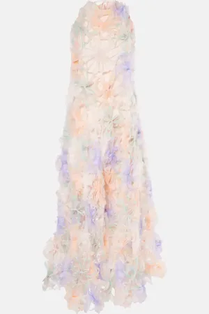 SUSAN FANG Air-Whirl floral-appliquÃ© maxi dress