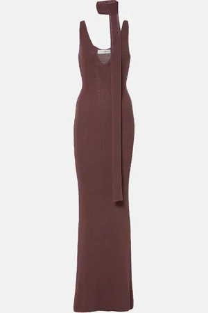 AYA MUSE Ribbed-knit cotton-blend maxi dress