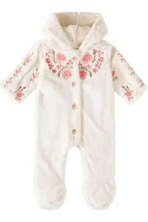 Louise Misha Baby Naglaya embroidered faux fur onesie