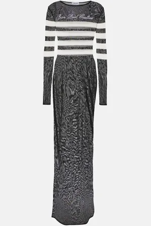 Jean Paul Gaultier MariniÃ¨re striped mesh maxi dress