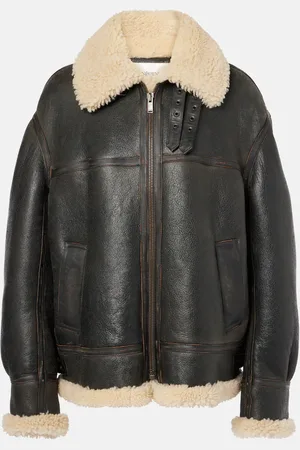 Saint Laurent Shearling-trimmed leather jacket
