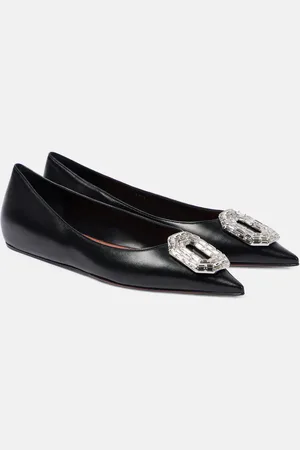Amina Muaddi Camelia embellished leather ballet flats