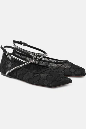 Amina Muaddi Ane embellished lace ballet flats