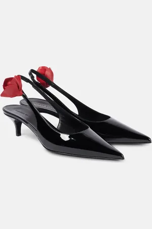 MAGDA BUTRYM Floral-appliquÃ© leather slingback pumps