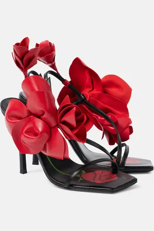 MAGDA BUTRYM Floral-appliquÃ© leather slingback sandals
