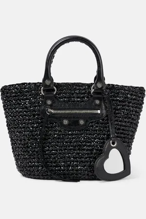 Balenciaga Le Cagole Panier Small raffia-effect basket bag