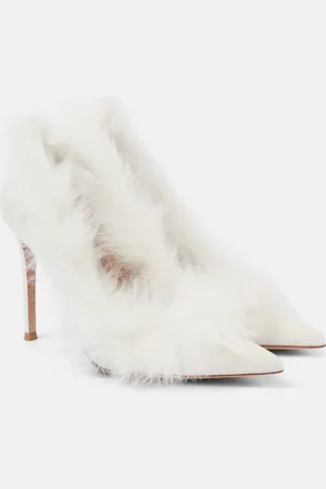 Gianvito Rossi Jenny shearling-trimmed patent leather pumps
