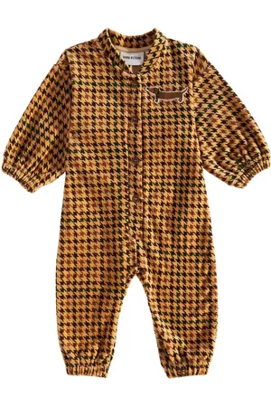 Mini Rodini Houndstooth cotton velvet onesie