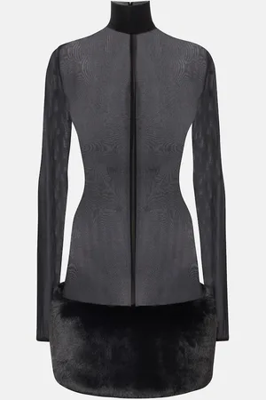 MAGDA BUTRYM Sheer faux fur-trimmed minidress