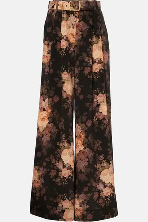 ZIMMERMANN Illustration silk wide-leg pants