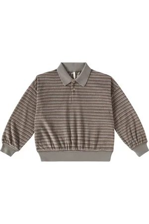 Rylee + Cru Striped cotton-blend polo sweater