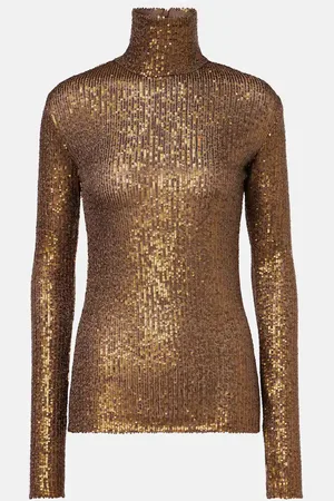 Norma Kamali Sequined turtleneck top