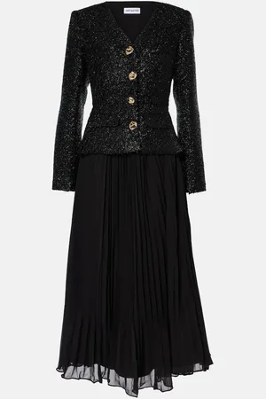 Self-Portrait BouclÃ© chiffon midi dress