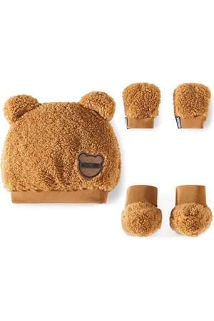 Moschino Faux shearling hat, shoes, and gloves set