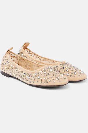 Tory Burch Crystal-embellished mesh ballet flats