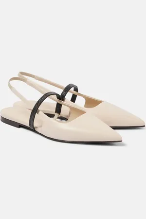 Brunello Cucinelli Pointy leather slingback pumps