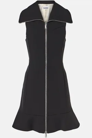 Ganni Zipped crÃªpe minidress