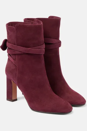 Aquazzura Very Bow Tie 85 suede ankle boots