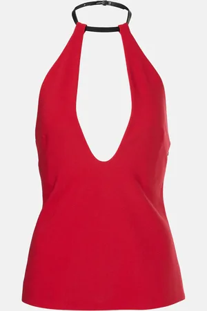 The Attico Halterneck crÃªpe top