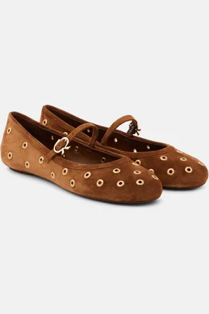 Gianvito Rossi Studded suede Mary Jane flats