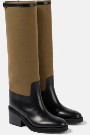 Jimmy Choo Yasmin leather and canvas knee-high boots