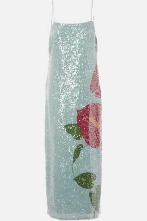Farm Rio Anthurium printed embellished slip dress
