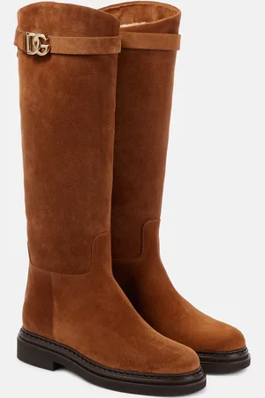 Dolce & Gabbana Logo suede knee-high boots