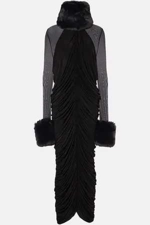 MAGDA BUTRYM Faux fur-trimmed maxi dress