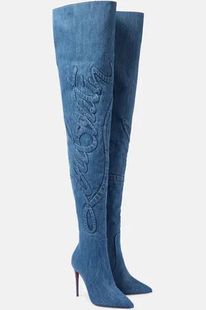 Christian Louboutin Kate Botta Alta 100 denim over-the-knee boots