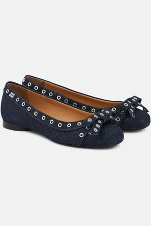 Ganni Embellished denim ballet flats
