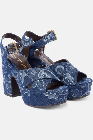 Etro Jacquard denim platform sandals