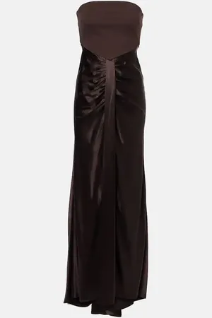 Staud Wayfaring gathered strapless midi dress