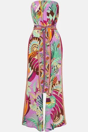 Camilla Printed strapless silk jumpsuit