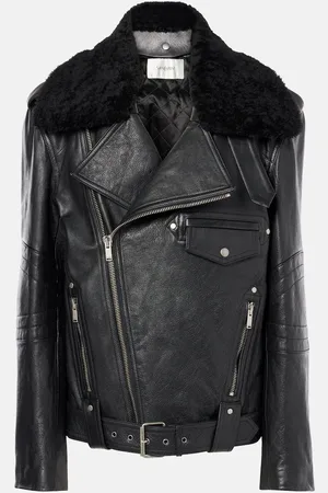 Saint Laurent Shearling-trimmed leather jacket