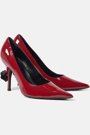 MAGDA BUTRYM Floral-appliquÃ© patent leather pumps