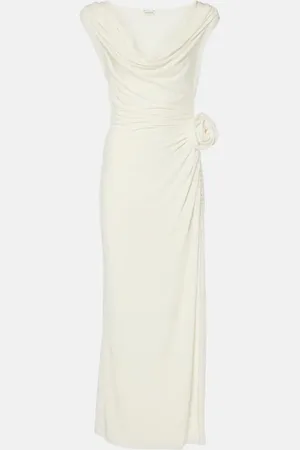 MAGDA BUTRYM Floral-appliquÃ© draped gown